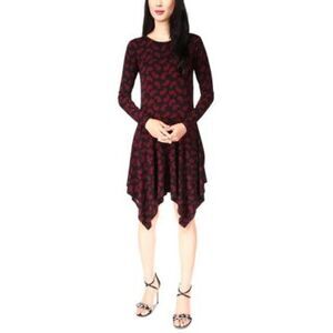 Michael Kors Petite Printed Handkerchief-hem Dress In Red - PS